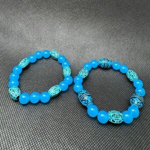 Blue Beaded Bracelet Set